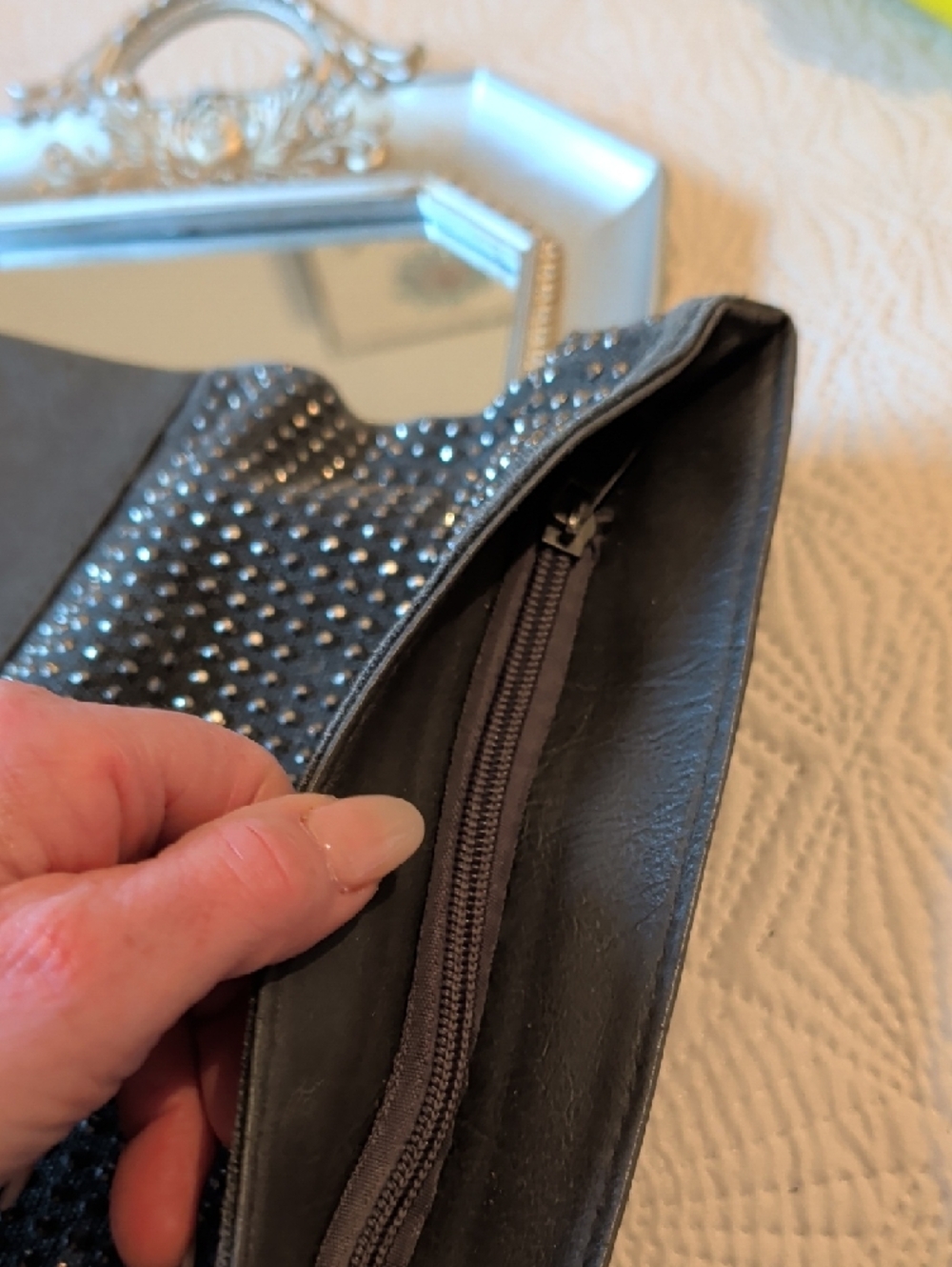 Aldo Grey Studded Women's Clutch - Picture 5 of 6